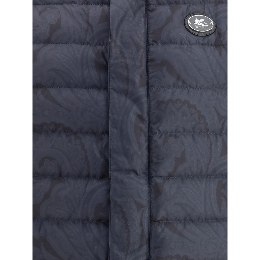 Blue Polyester Sleveless Jacket