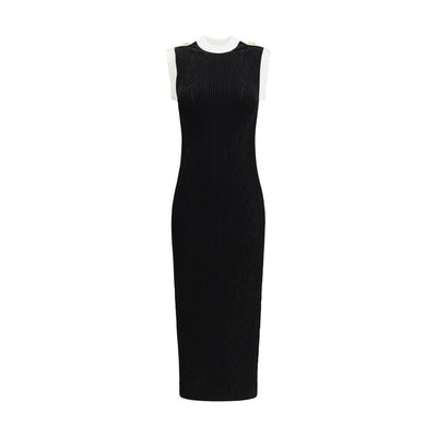 Sleeveless torsade knit long Dress