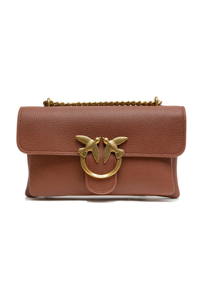 Brown Leather Love Boucle Riga Shoulder Bag