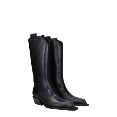 Black Leather High Heel Boots