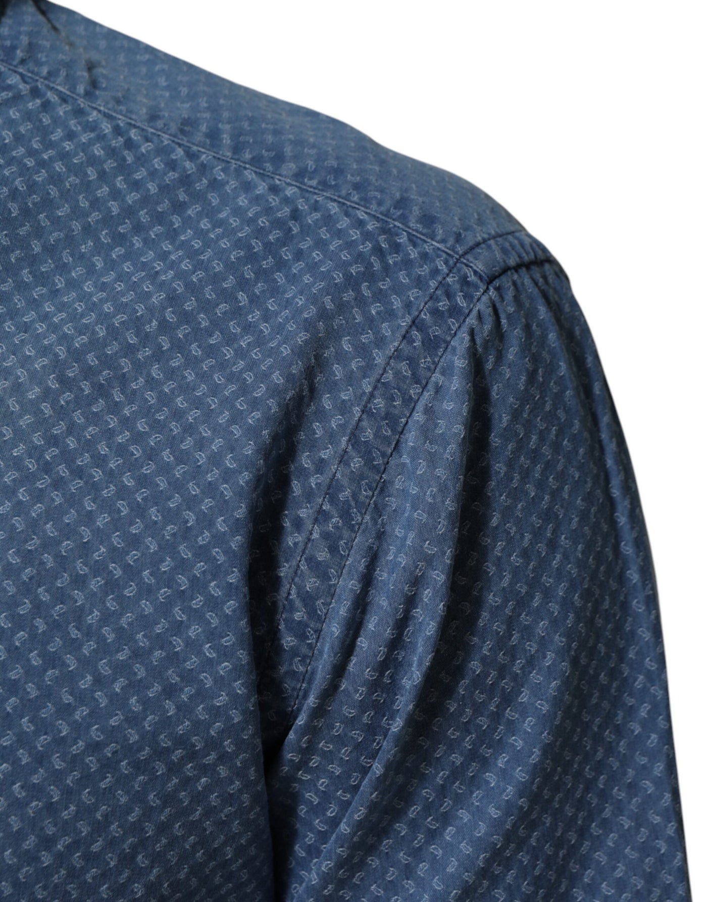 Blue Cotton Slim Fit Collared Long Sleeve Casual Shirt