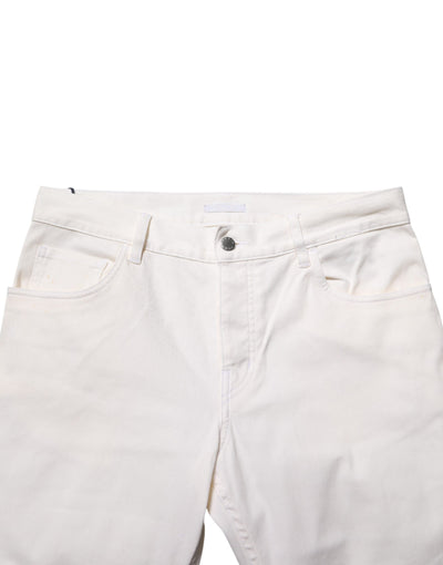 White Mid Waist Skinny Fit Denim Casual Trouser Jeans
